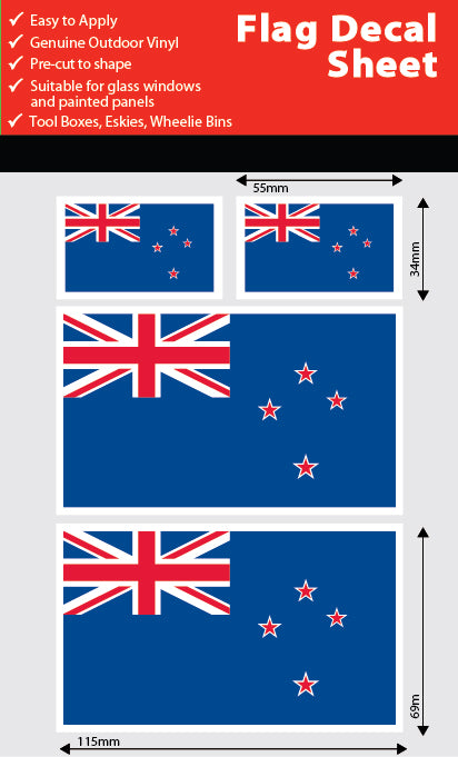 New Zealand Flag Decals Sheet