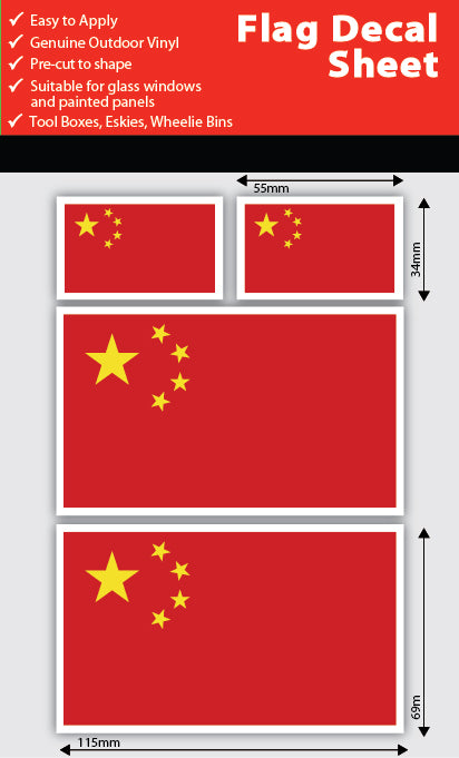 China Flag Decals Sheet