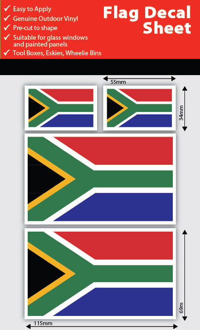 South Africa Flag Decals Sheet
