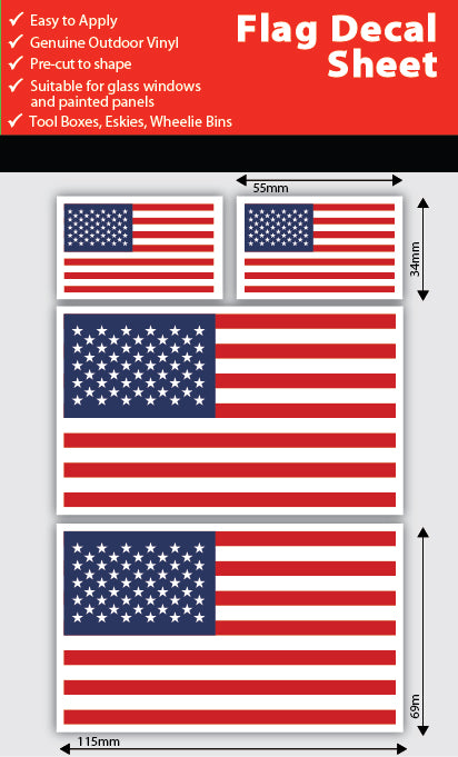 USA Flag Decals Sheet