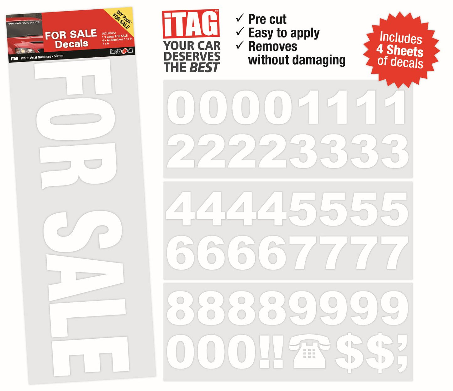 FOR SALE white pre-cut sticker