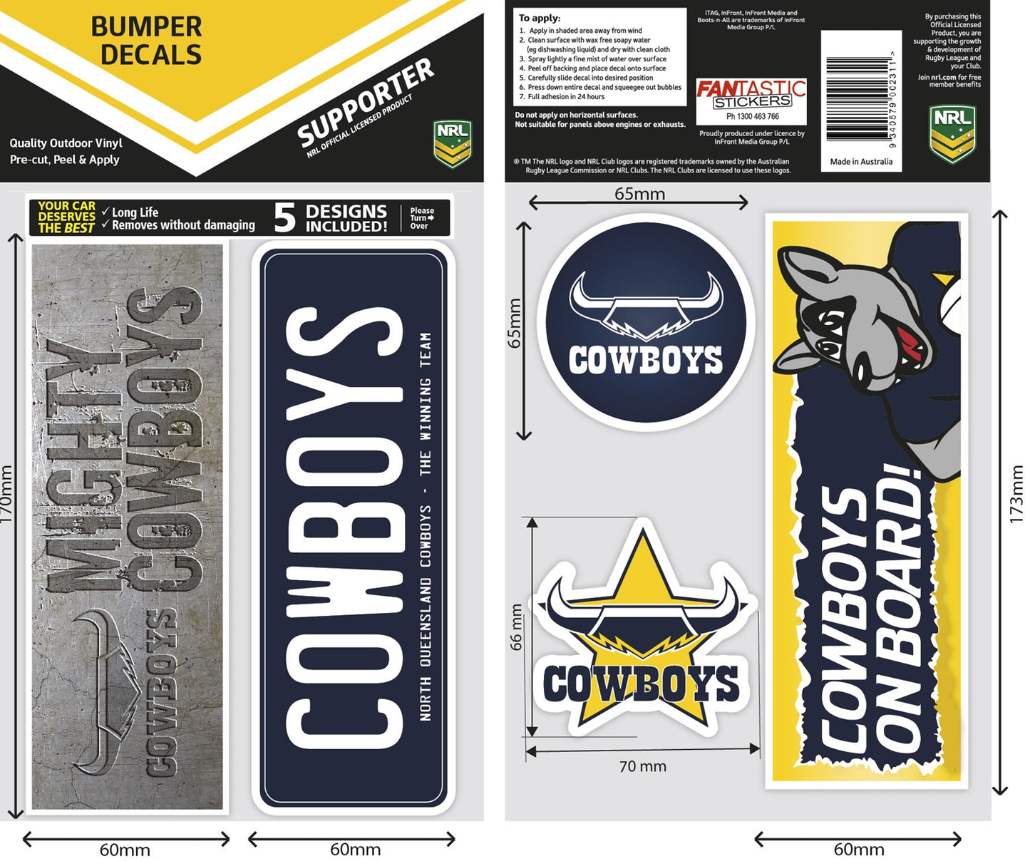 Cowboys Bumper Decal Sheet