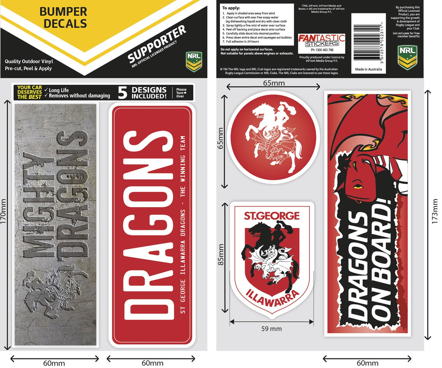 Dragons Bumper Decal Sheet