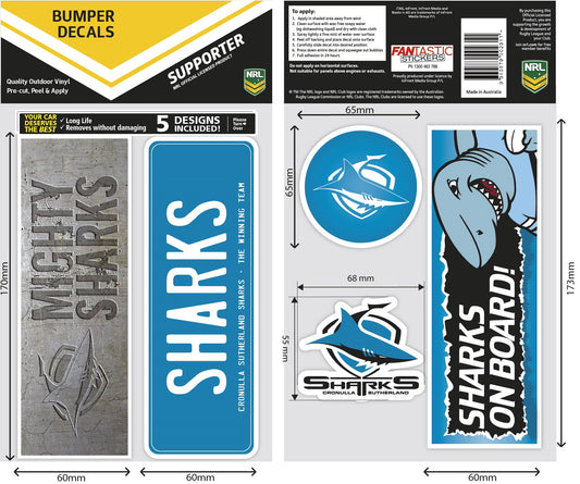Sharks Bumper Decal Sheet