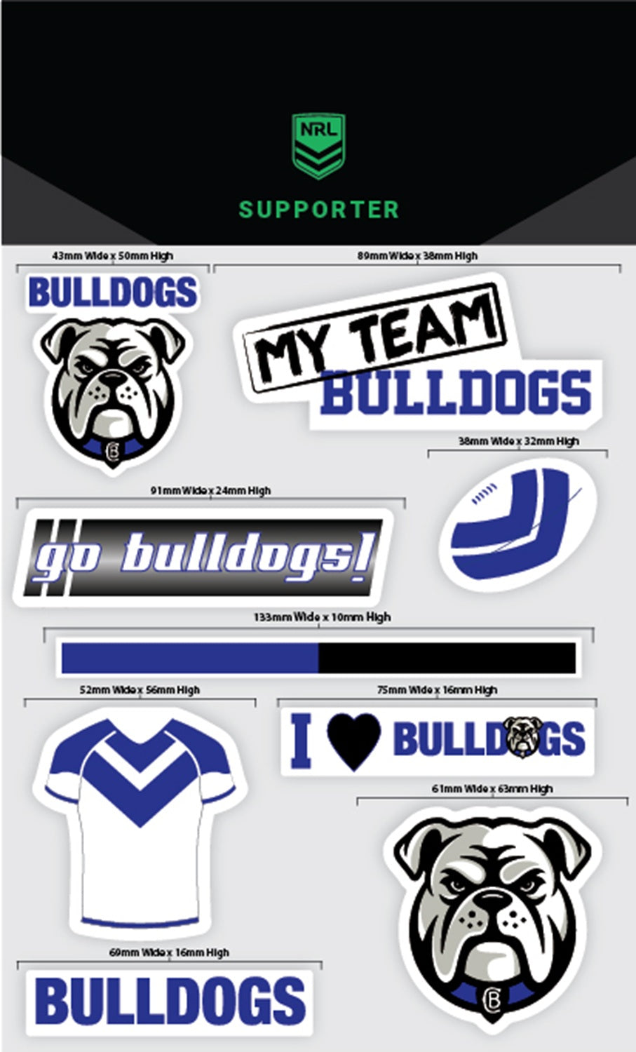 Bulldogs Mixed Decals Sheet