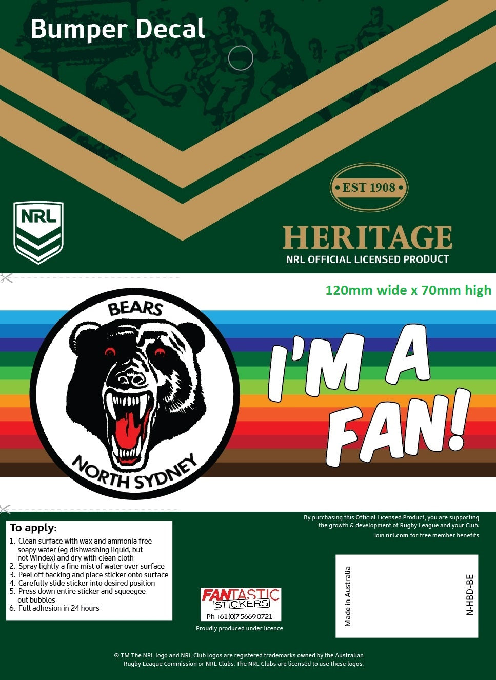 Bears Heritage Bumper Decal