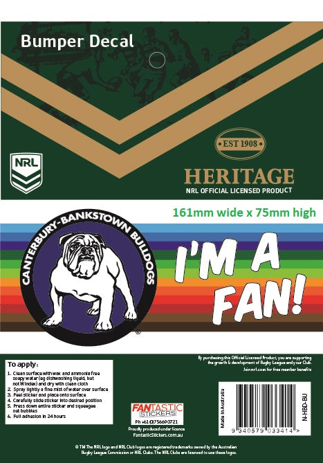 Bulldogs Heritage Bumper Decal