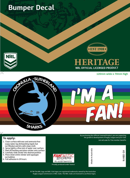 Sharks Heritage Bumper Decal