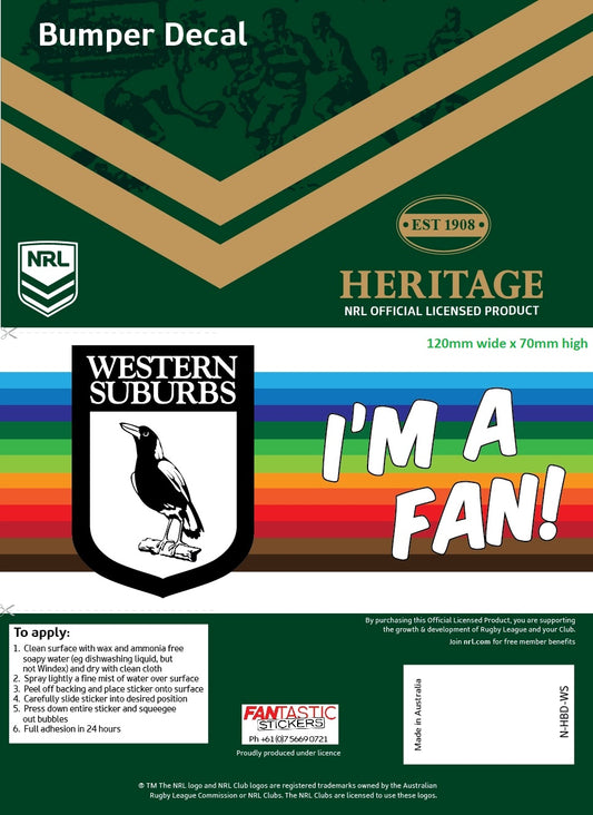 Western Suburbs Heritage Bumper Decal