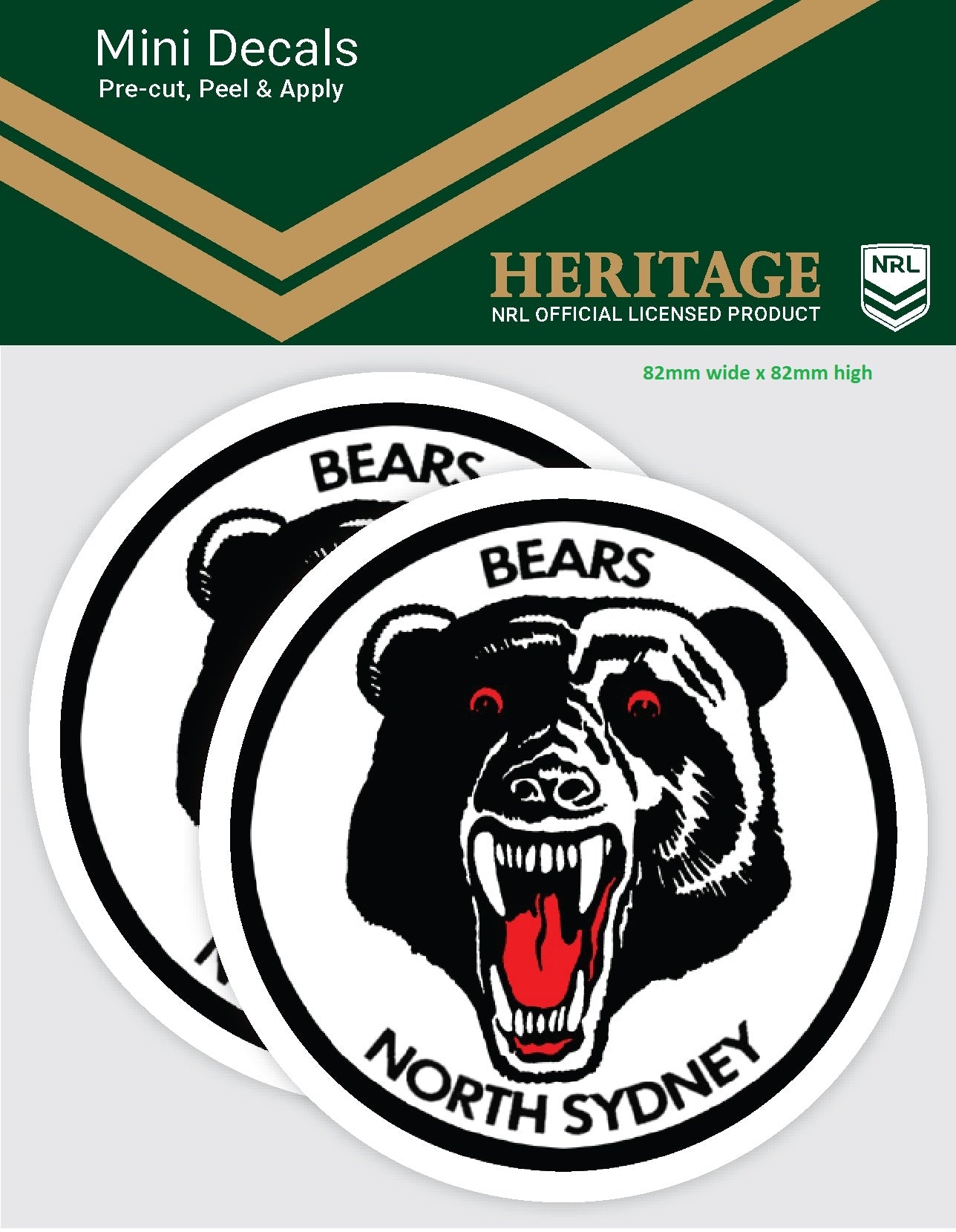 North Sydney Bears Heritage Mini Decals