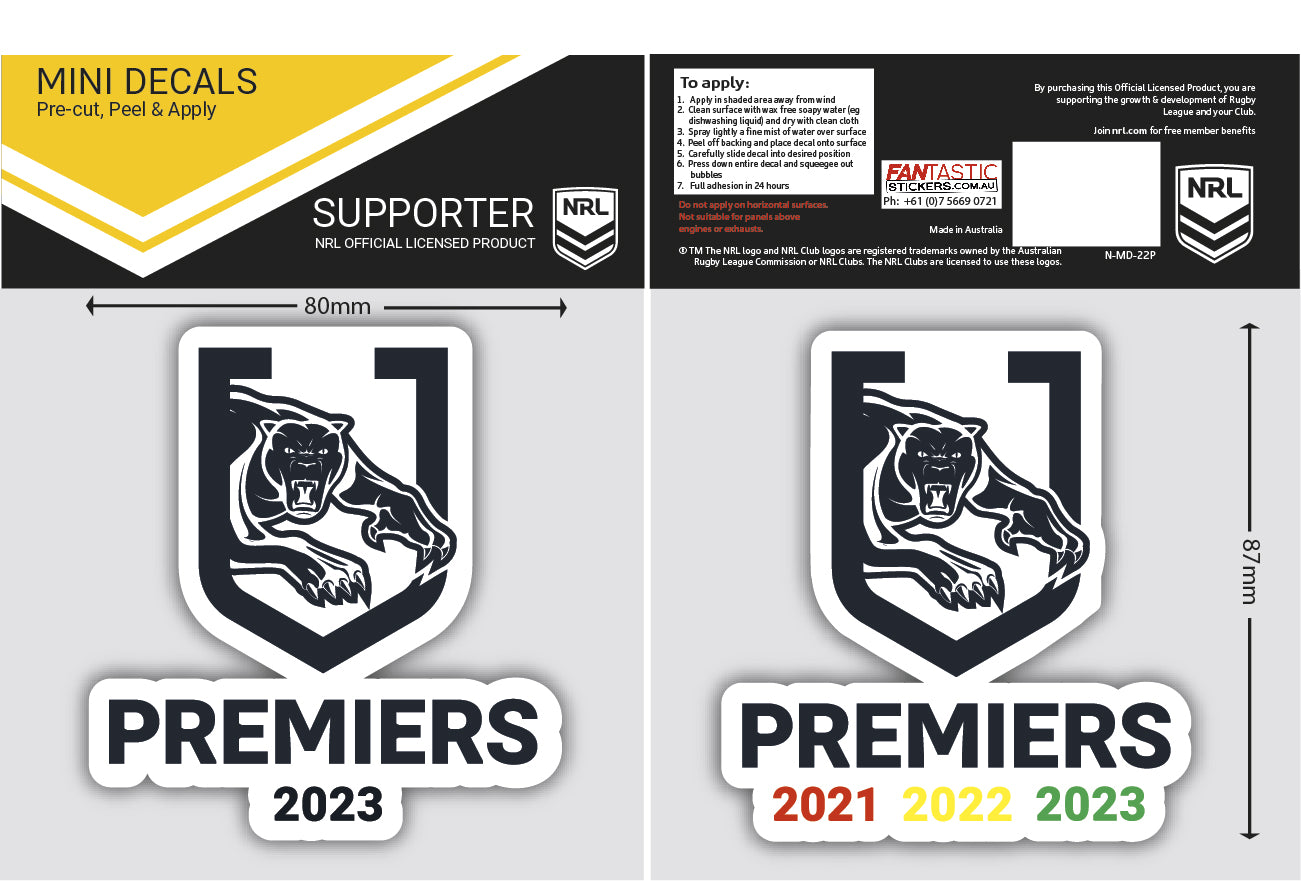 Panthers 2023 Premiers Mini Decals