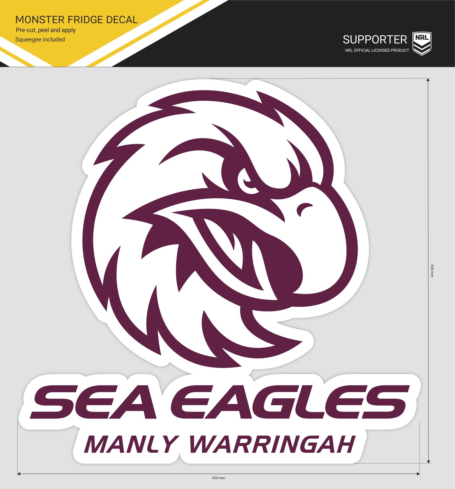 Manly Warringah Sea Eagles Monster Fridge Decal (2024)
