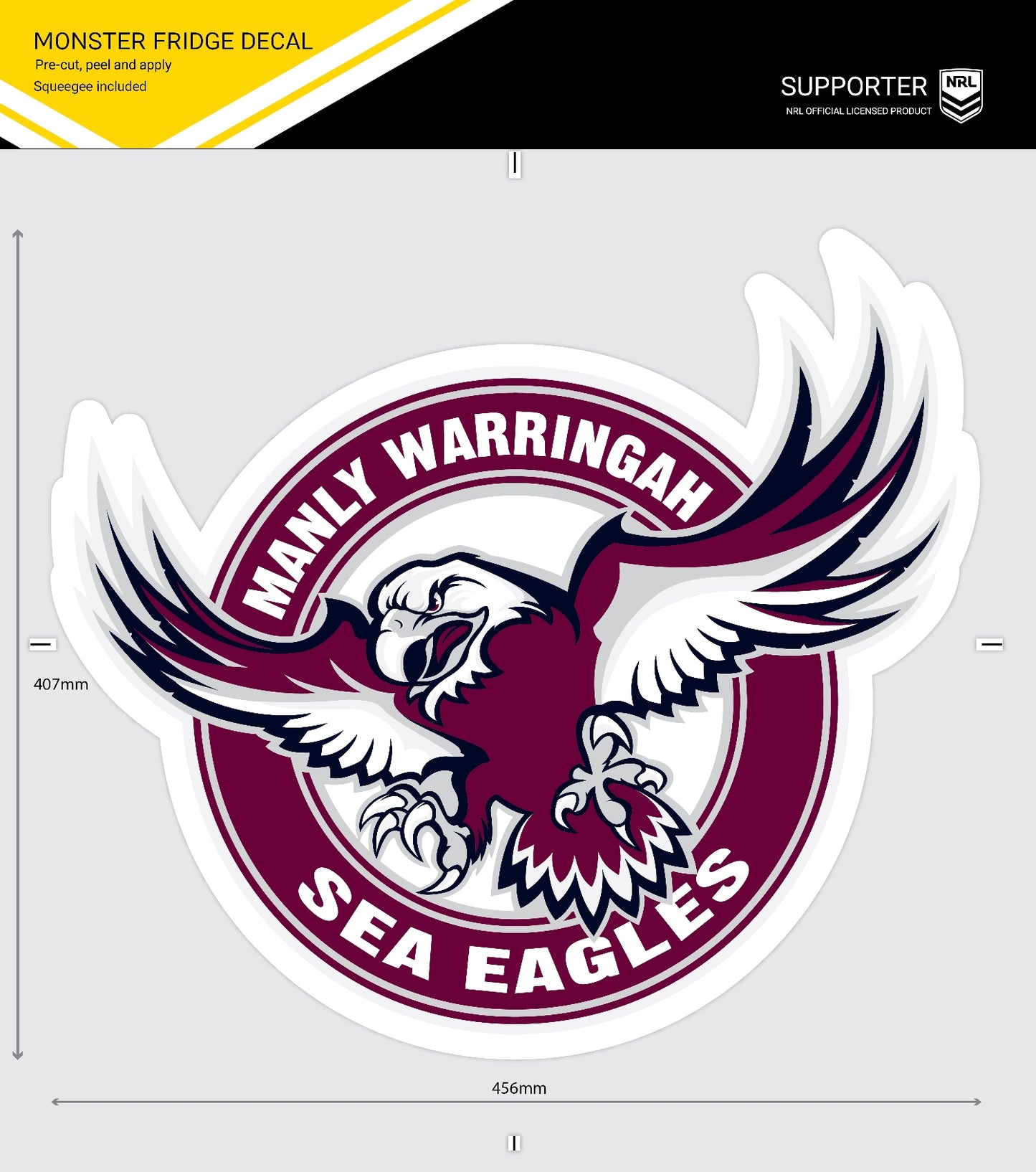 Manly Warringah Sea Eagles Monster Fridge Decal