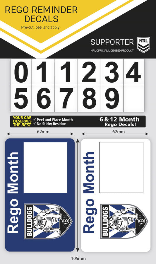 Bulldogs Rego Reminder Decals