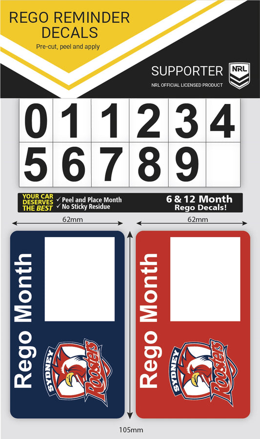 Roosters Rego Reminder Decals