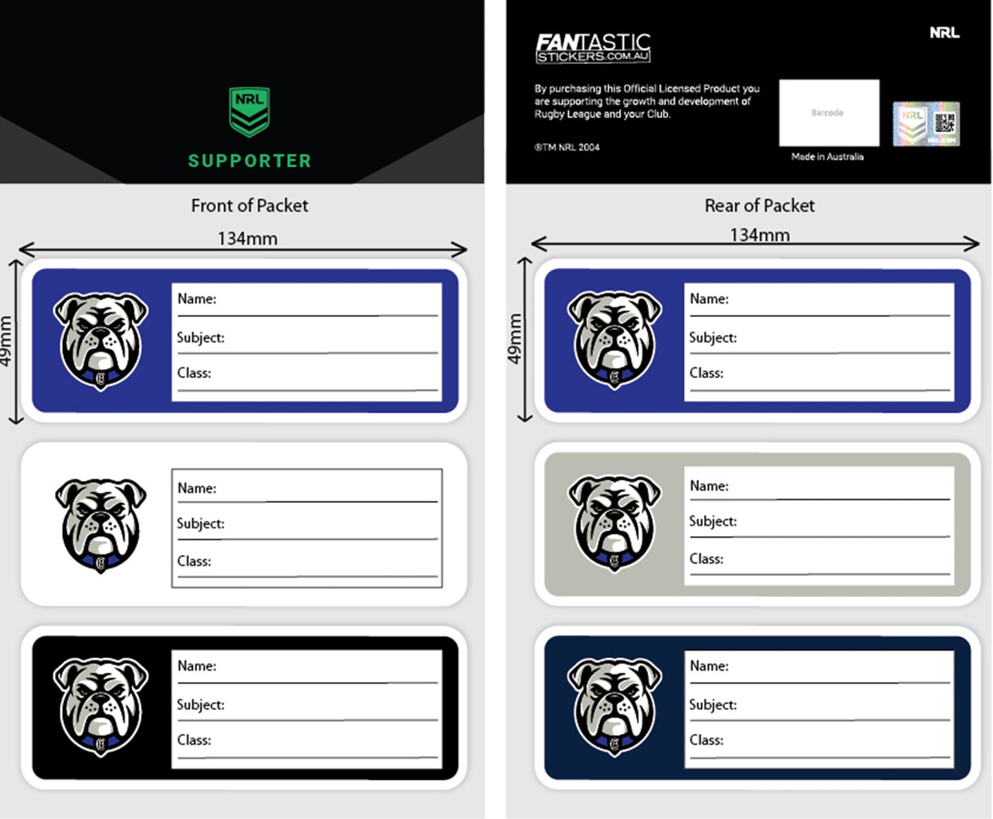 Bulldogs School Book Decals