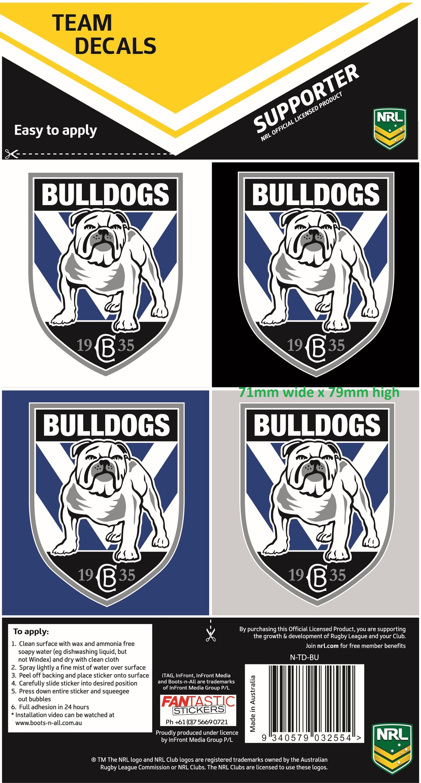 Bulldogs Team Decals