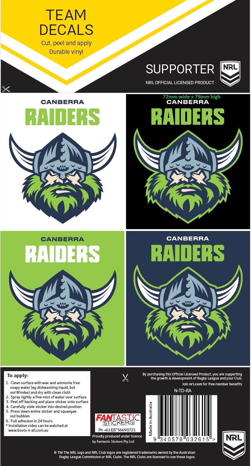 Raiders Team Decals (2020)