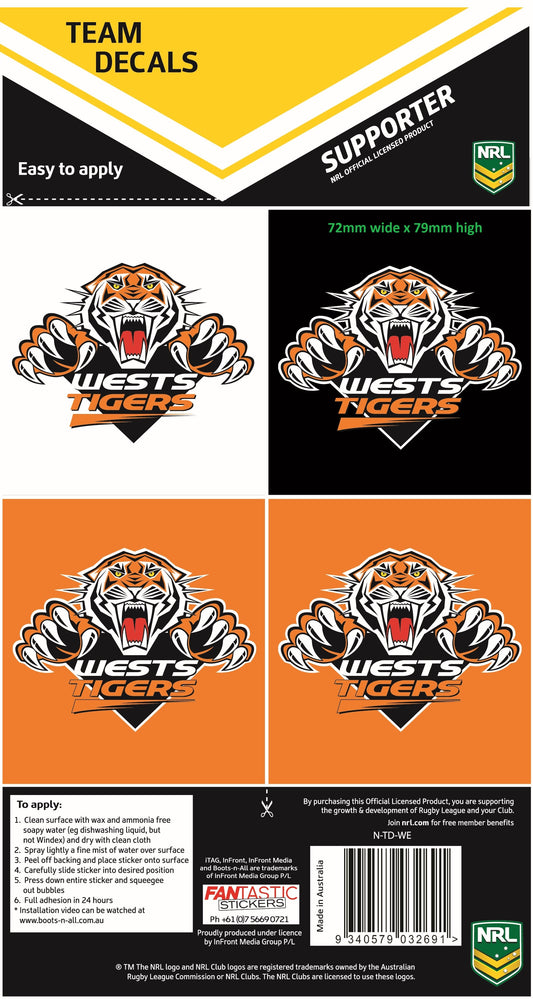 Wests Tigers Team Decals (2021)