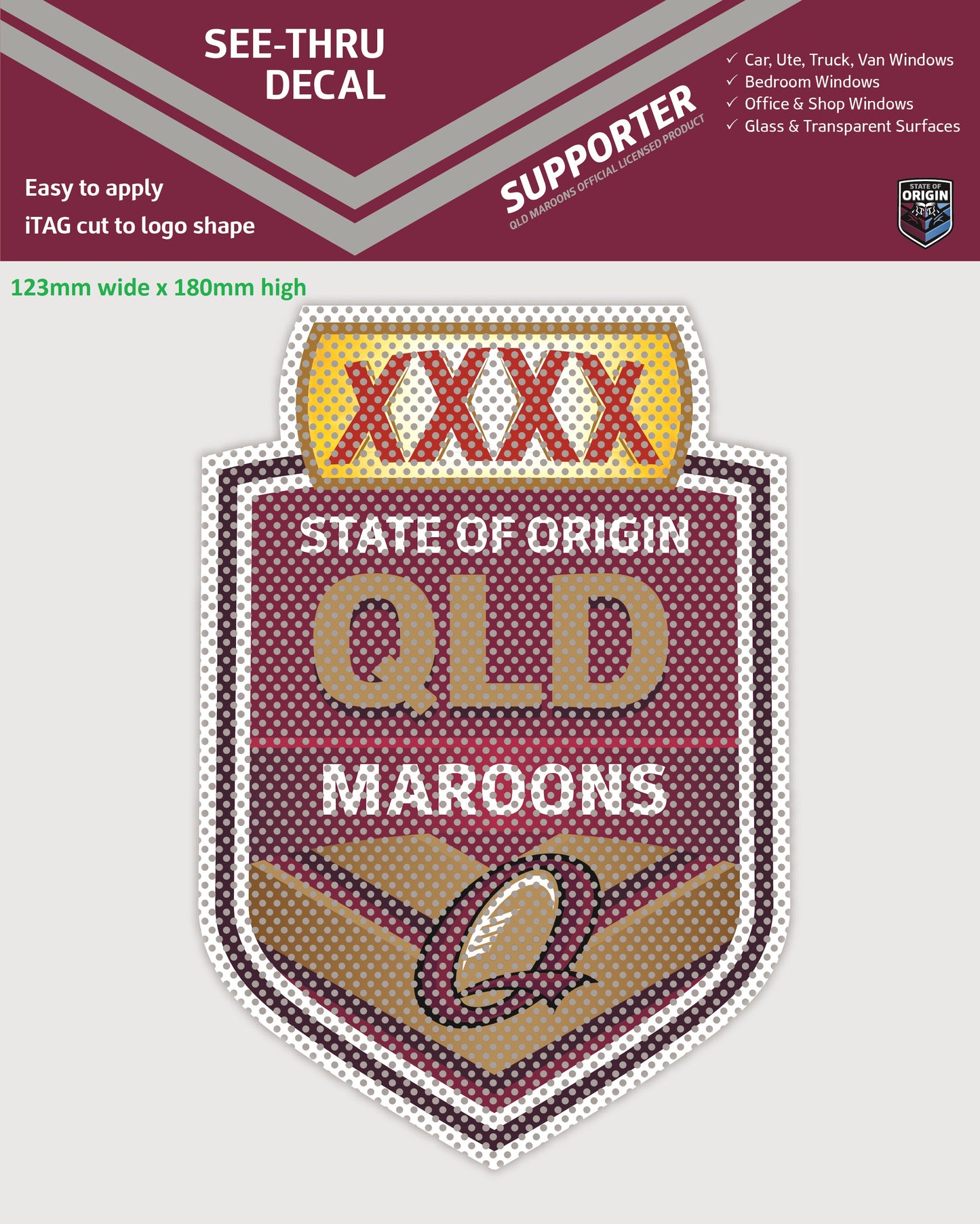 Queensland Maroons See-Thru Decal (2015)