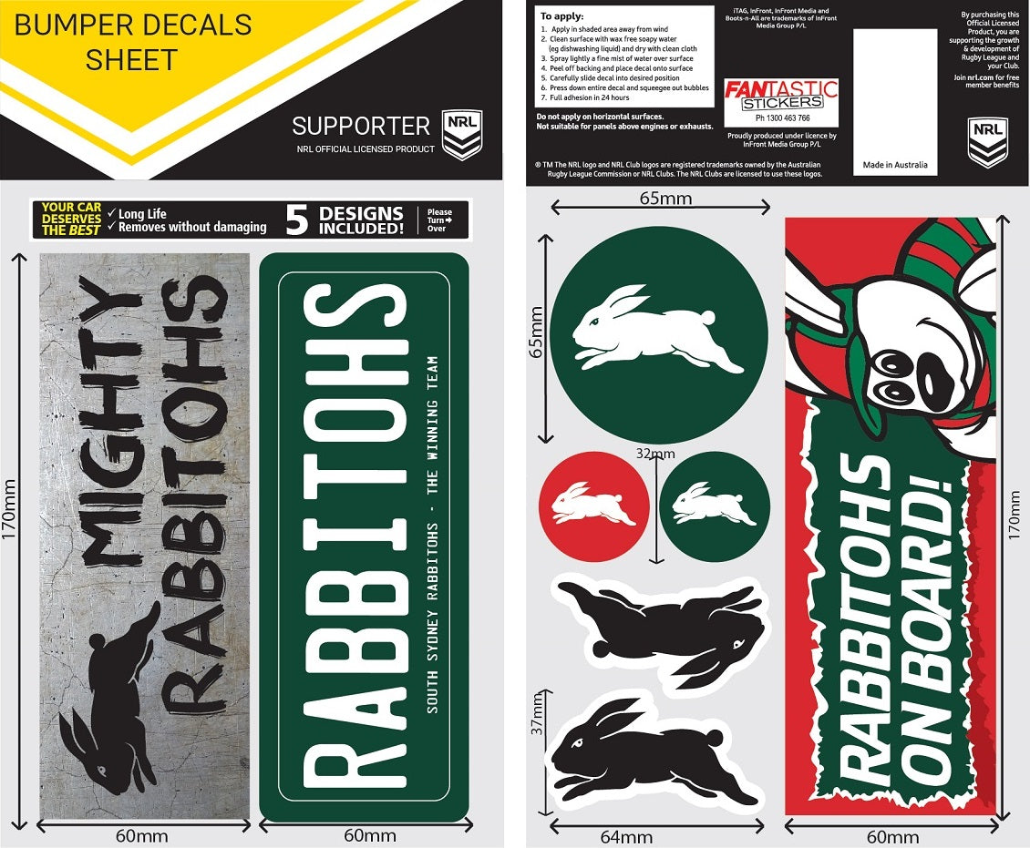 Rabbitohs Bumper Decal Sheet (2021)