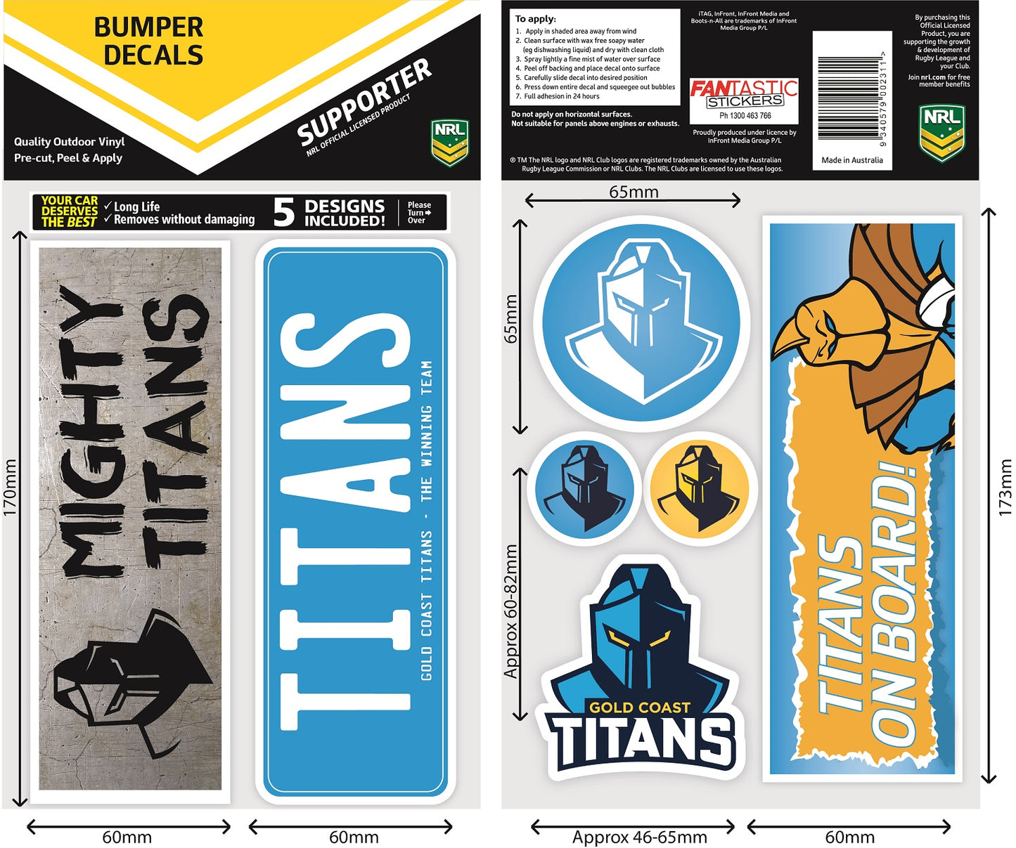 Titans Bumper Decal Sheet (2022)
