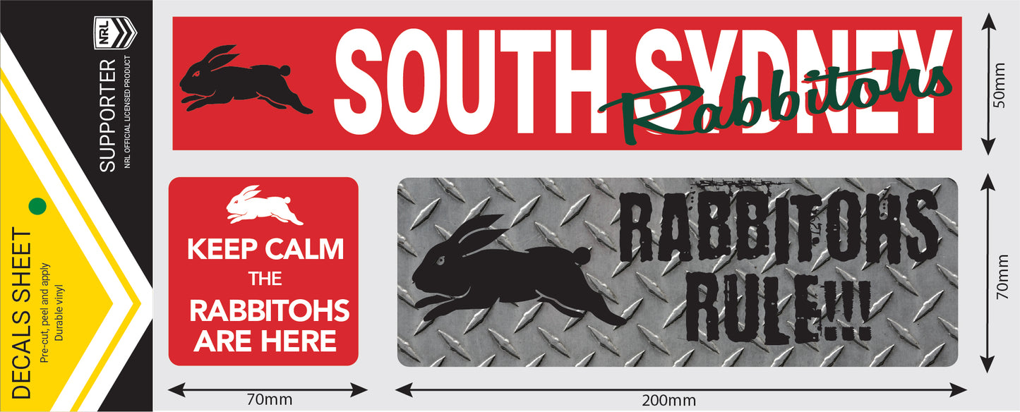 Rabbitohs Car Window Decals (Set of 3, 2021)