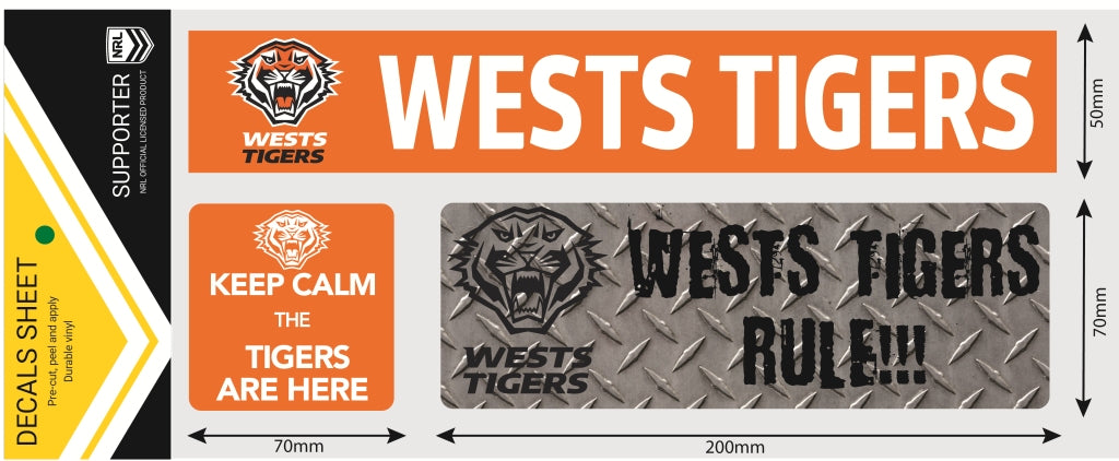 Wests Tigers Car Window Decals (Set of 3, 2022)