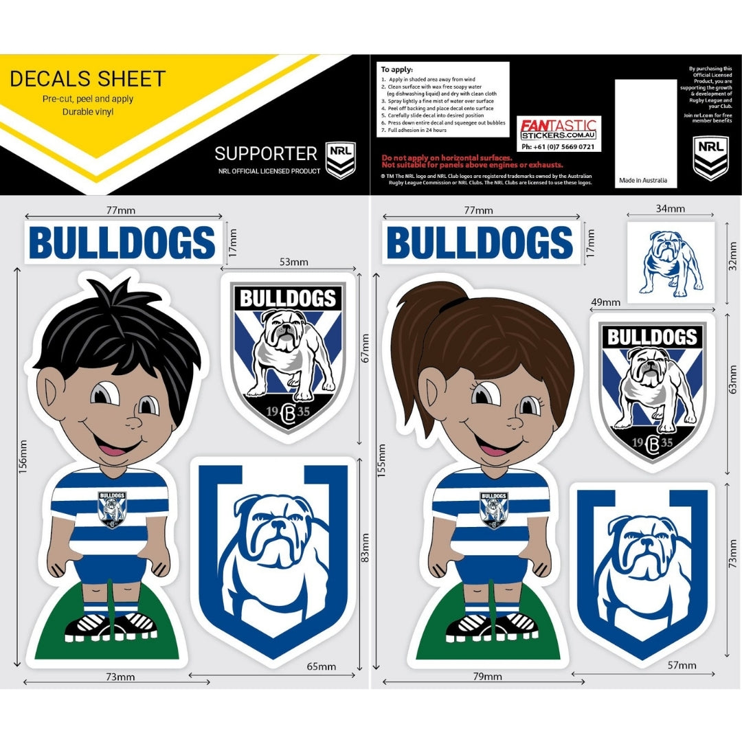 Bulldogs Boy/Girl Decals Sheet