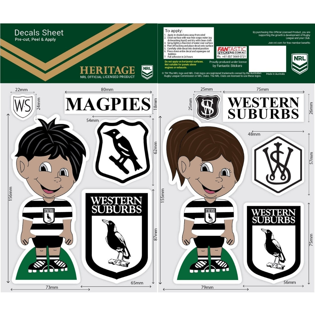 Western Suburbs Boy/Girl Decals Sheet