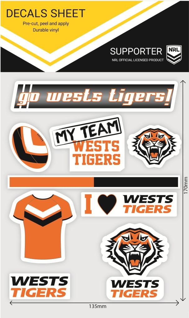 Wests Tigers Mixed Decals Sheet (2022)
