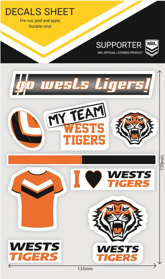 Wests Tigers Mixed Decals Sheet (2022)