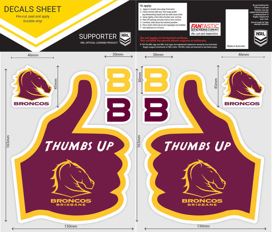 Broncos Thumbs Up Decals Sheet
