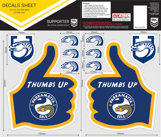 Eels Thumbs Up Decals Sheet