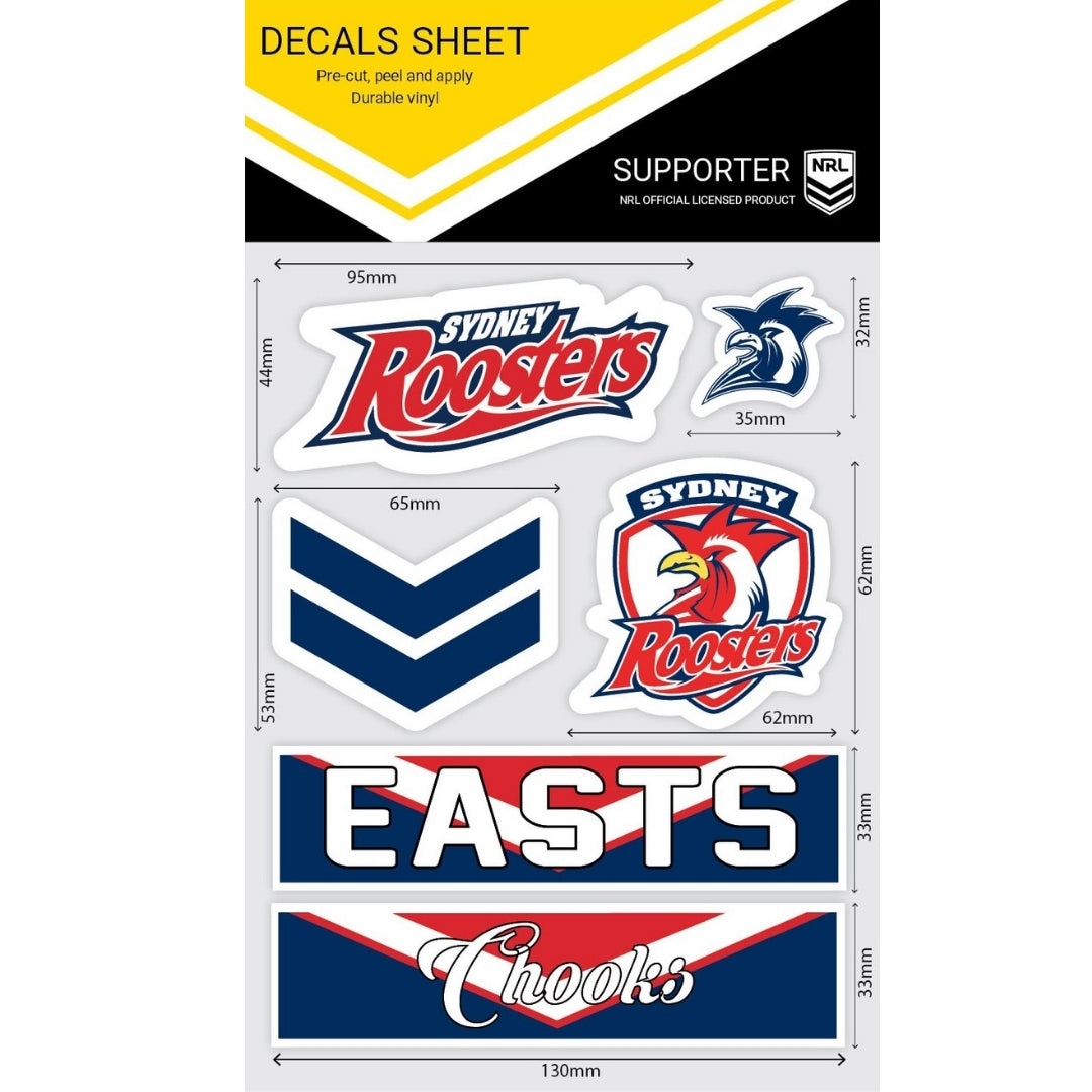 Roosters Wordmark Decals Sheet