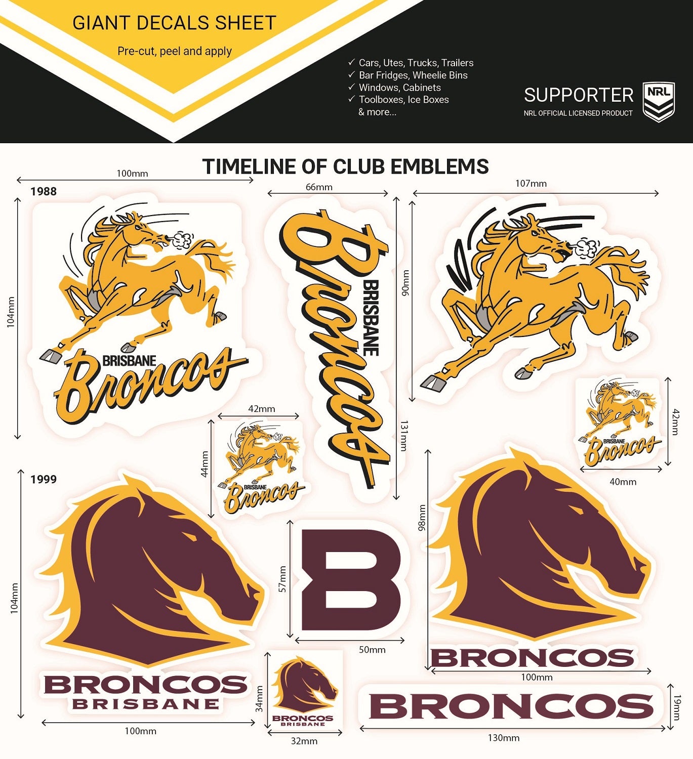 Broncos Giant Decals Sheet