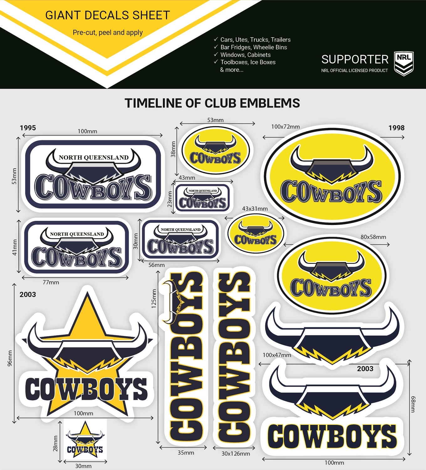 Cowboys Giant Decals Sheet