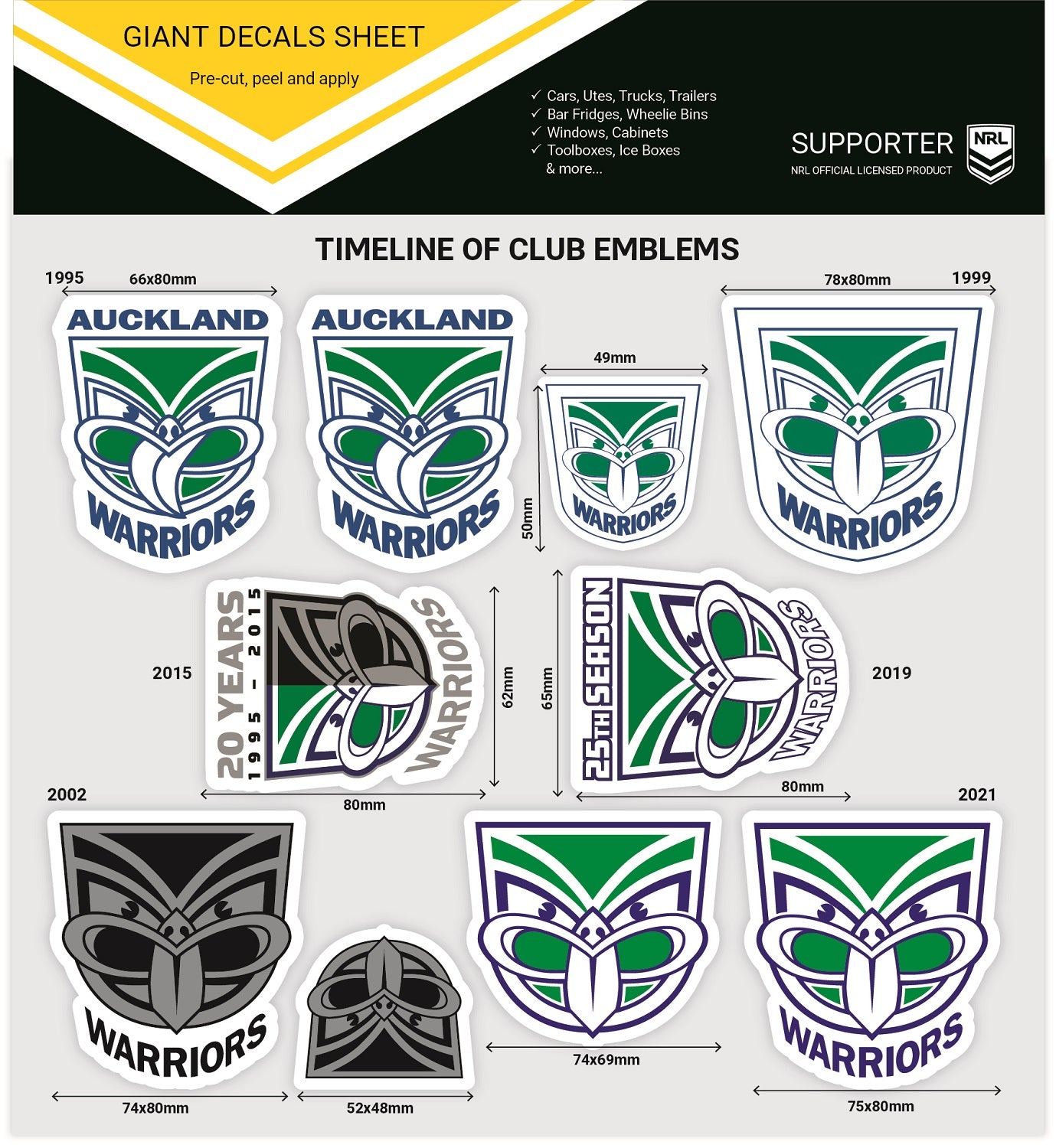 Warriors Giant Decals Sheet