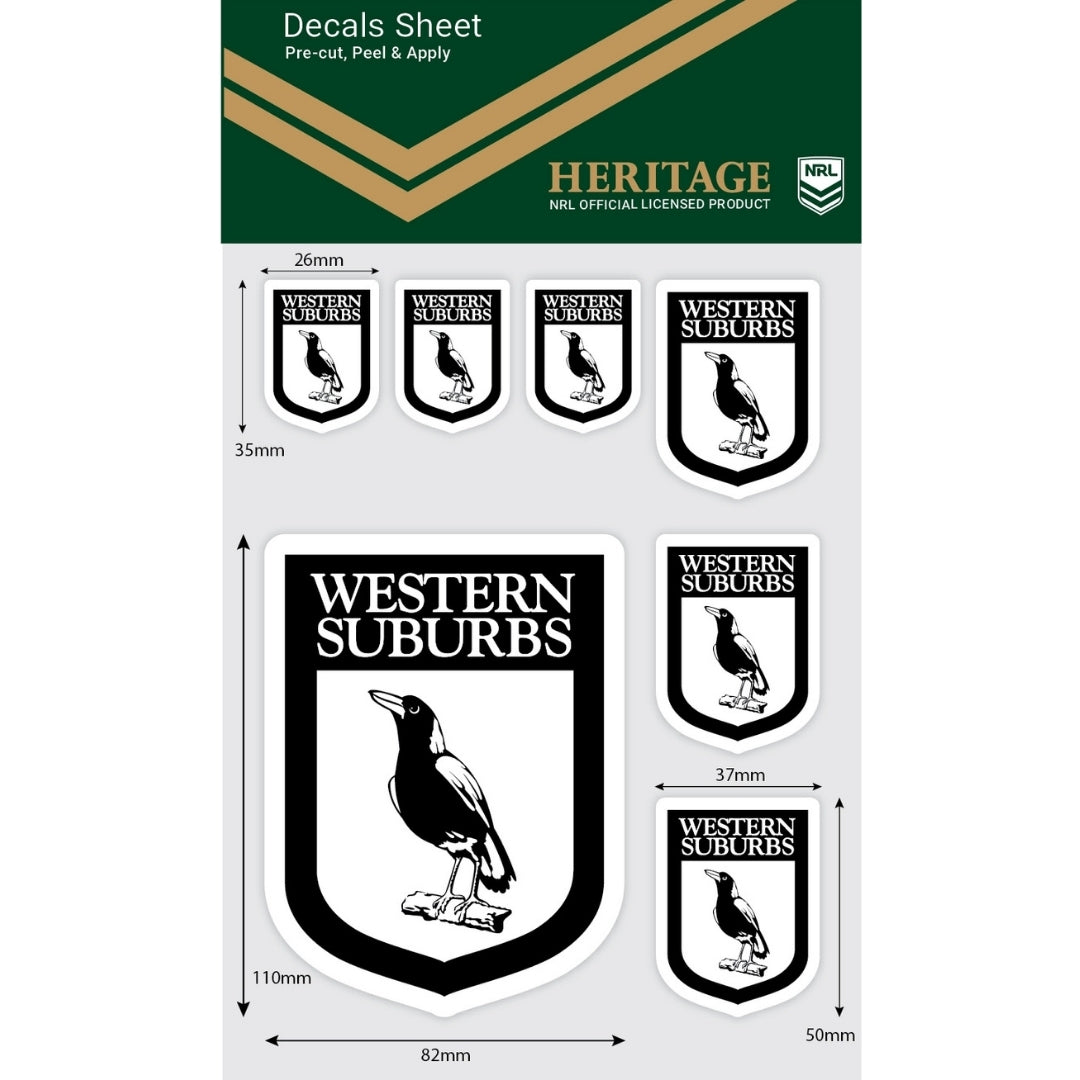 Western Suburbs Heritage Decals Sheet