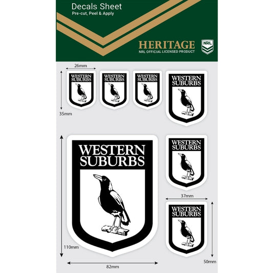 Western Suburbs Heritage Decals Sheet