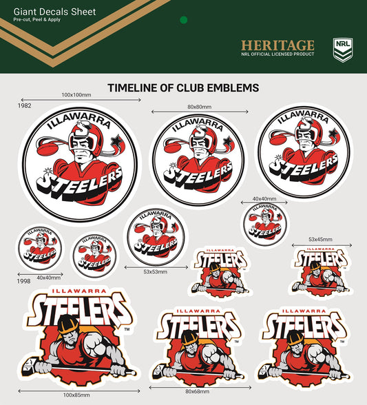 Heritage Illawarra Steelers Giant Decals Sheet