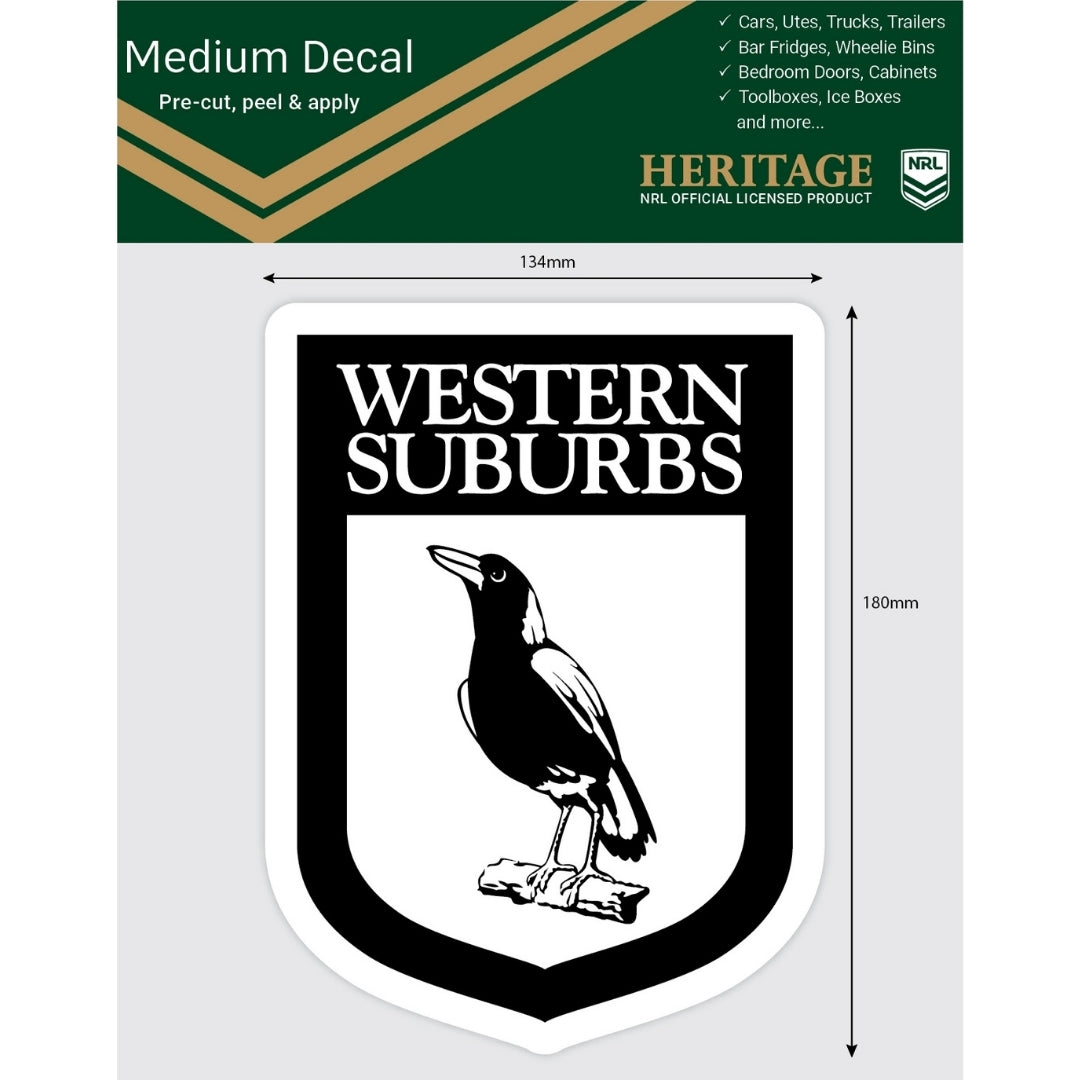 Western Suberbs Heritage Medium Size Decal