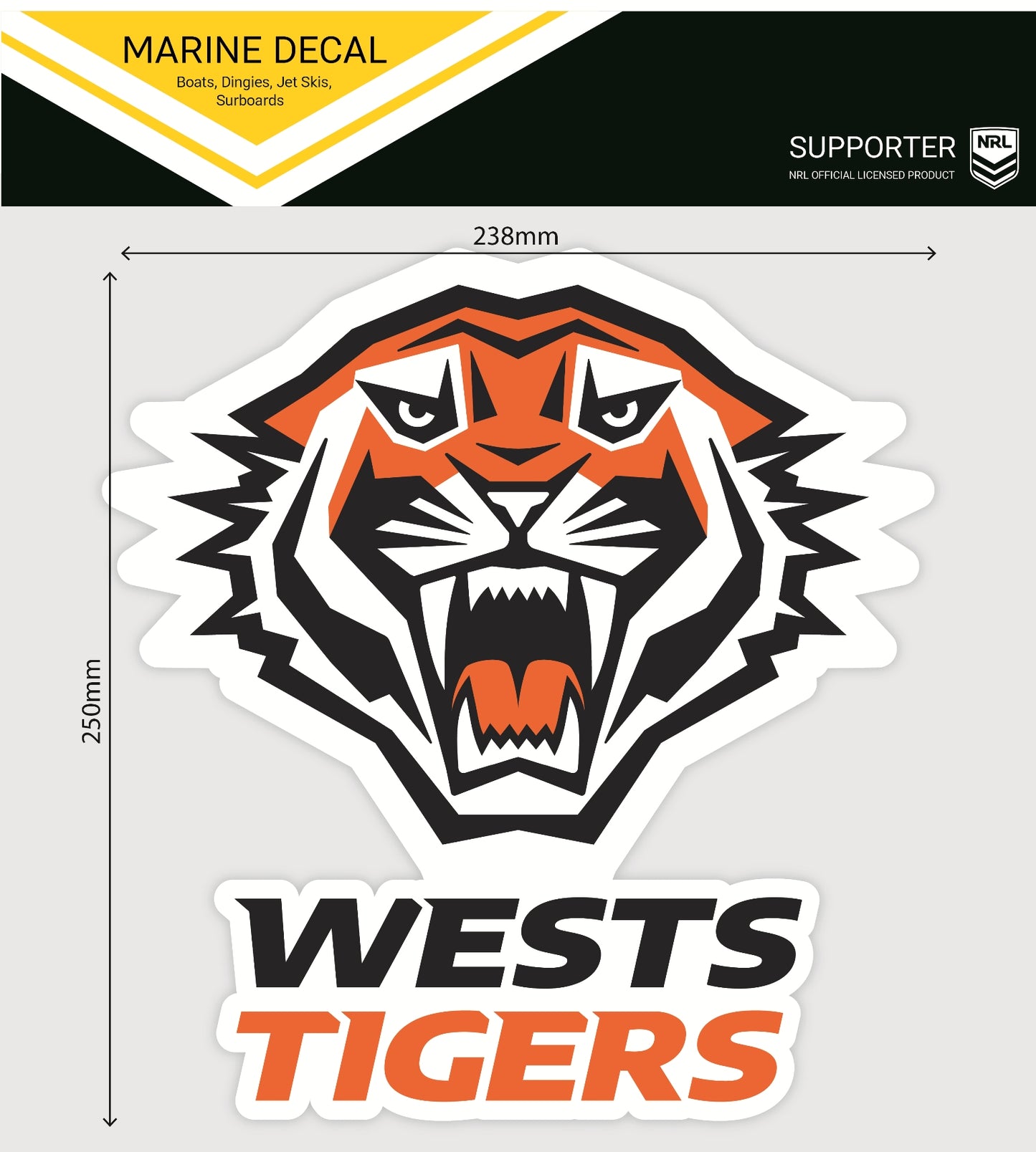 Wests Tigers Marine Decal (2022)