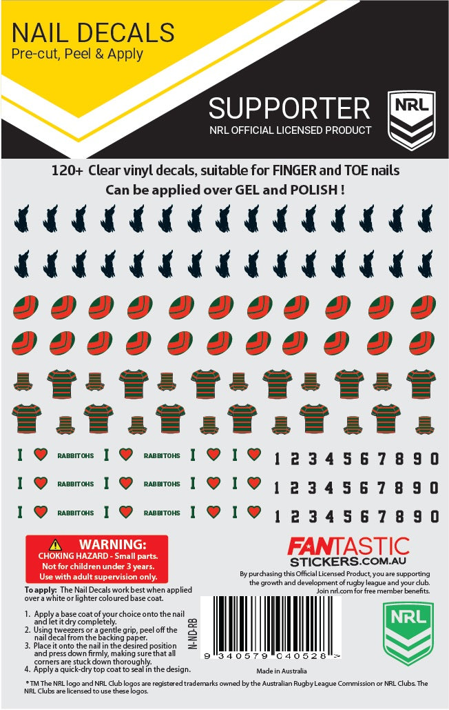Rabbitohs Nail Decals (2021)