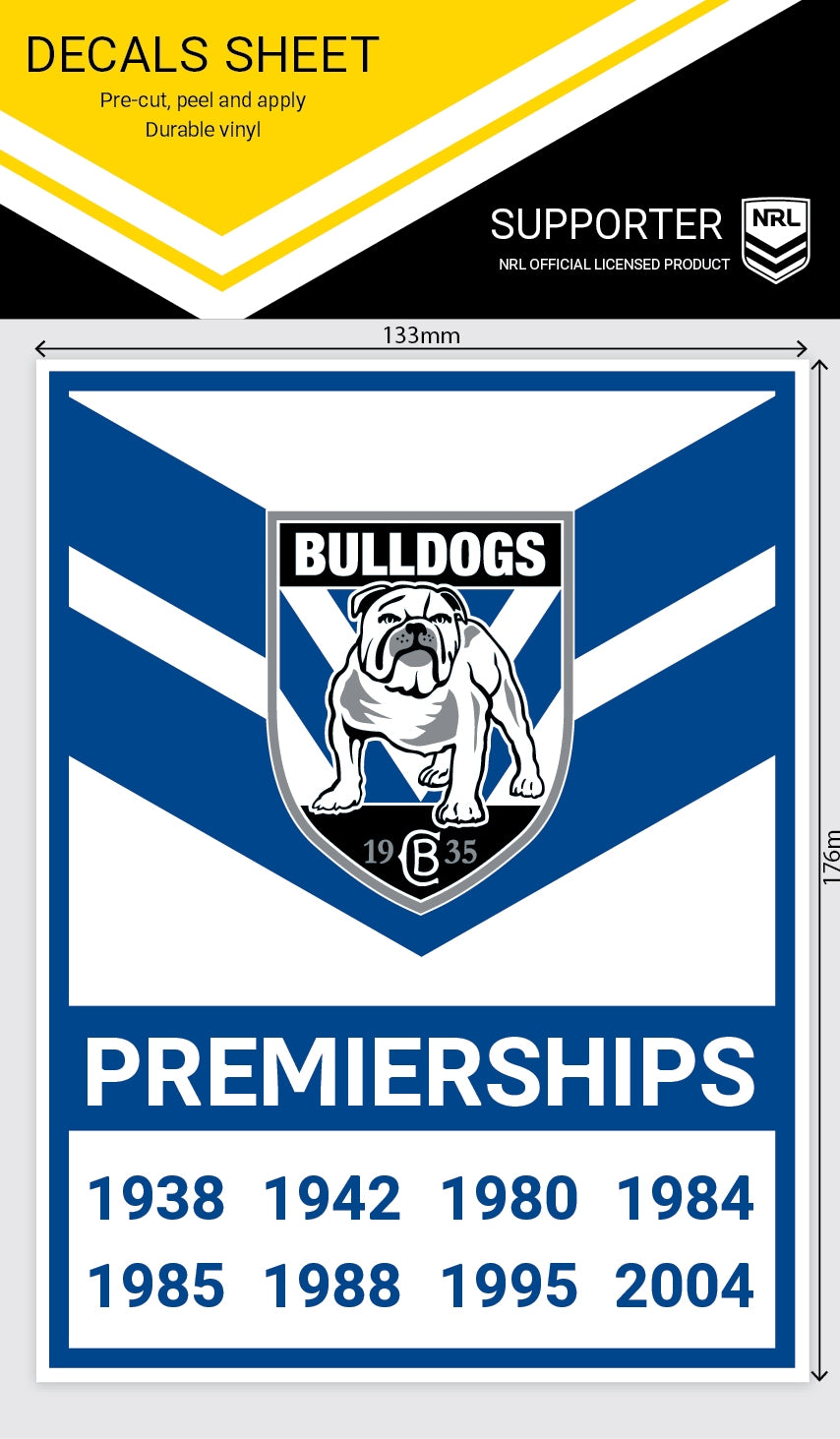 Bulldogs Premiership Years Decal