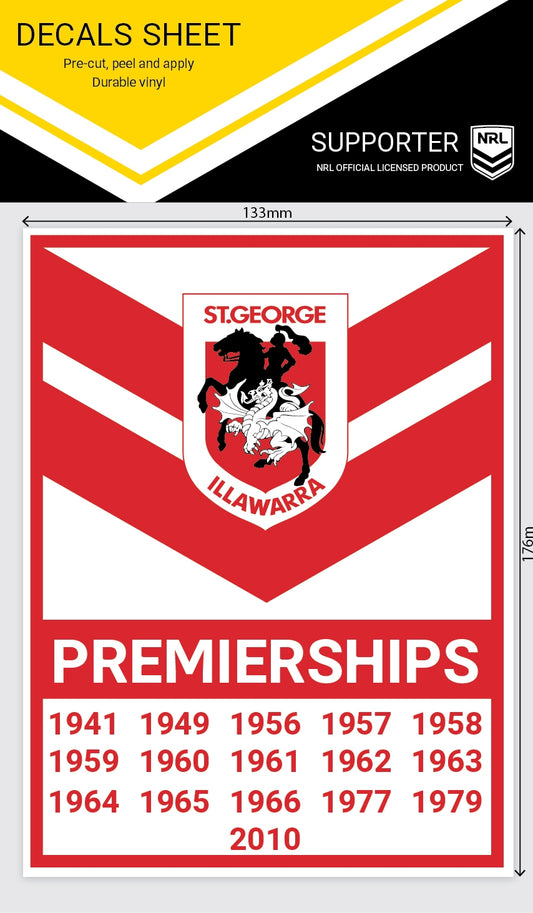 Dragons Premiership Years Decal