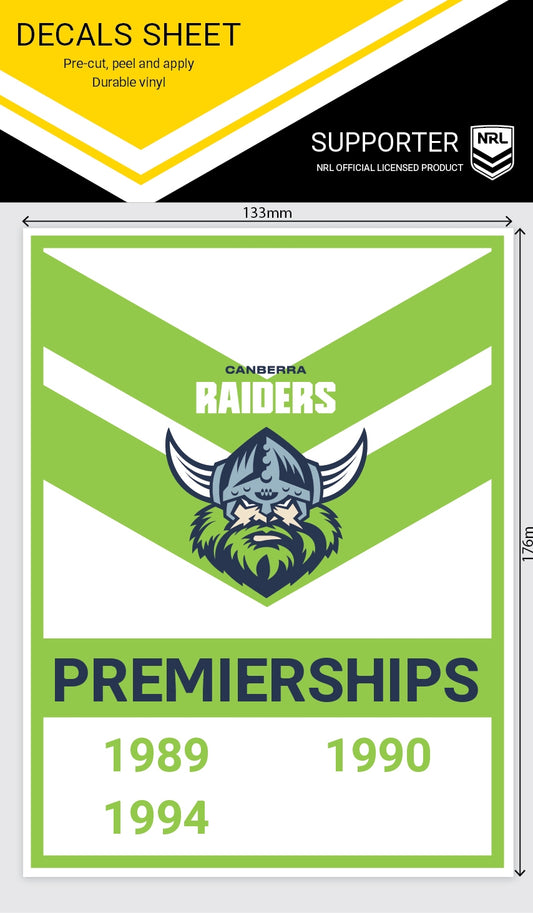Raiders Premiership Years Decal (2020)