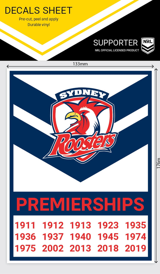 Roosters Premiership Years Decal