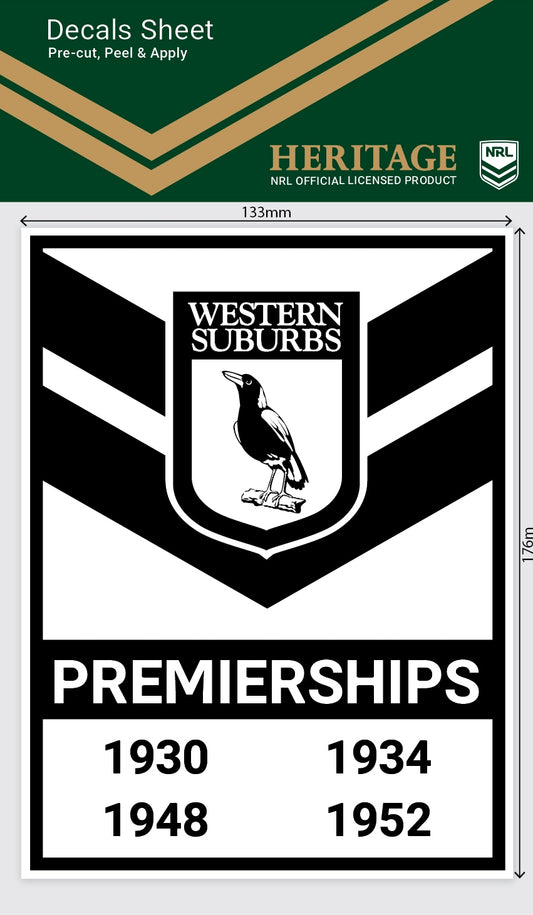 Western Suburbs Premiership Years Decal
