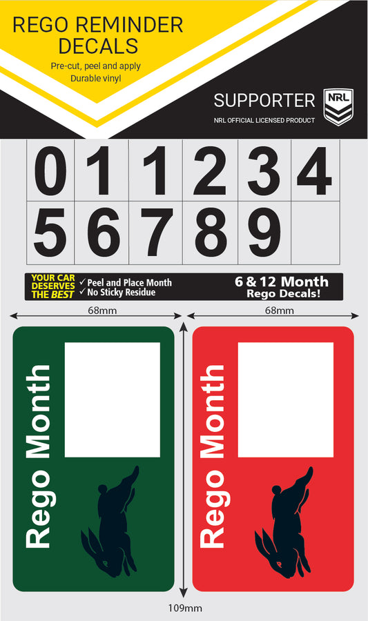 Rabbitohs Rego Reminder Decals (2021)